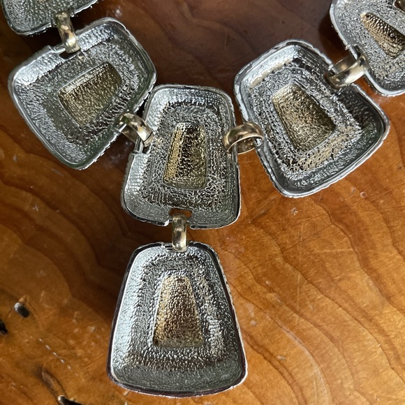 Vintage 70’s Monet silver and gold toned geometric statement necklace - Picture 3 of 5